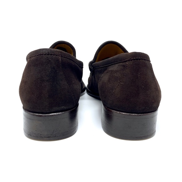 GUCCI Dark Brown Suede Gold Bit Luxury Loafer - Picture 3 of 7